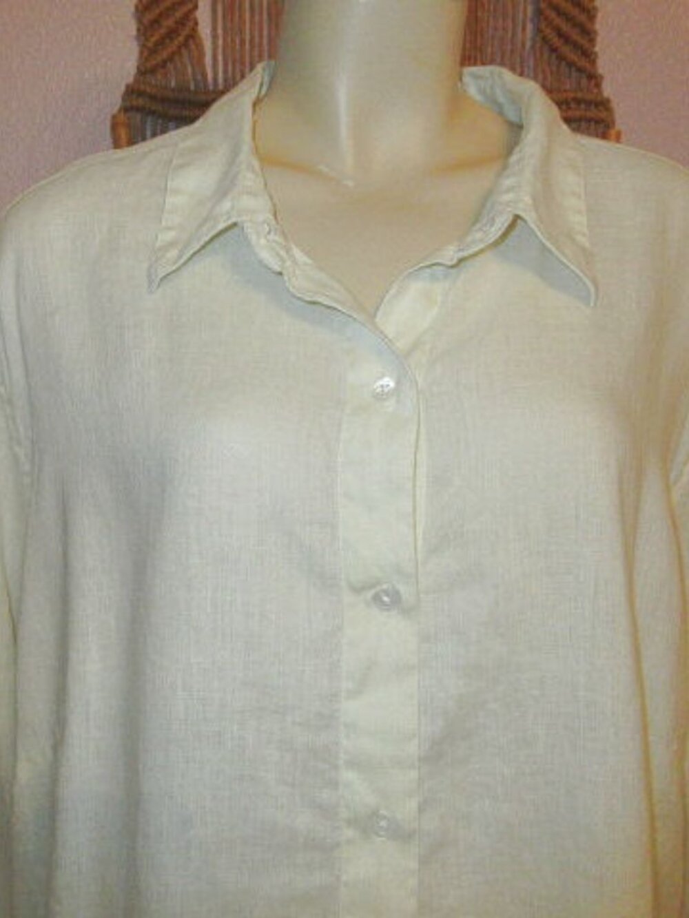 J. Jill Love Linen Button Up Top Size 4X Butter Yellow Tunic Lagenlook Beachy - Picture 2 of 7